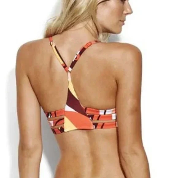 NWT Seafolly X Revolve Cut Copy Multi Strap Bralette in Tangelo - Picture 2 of 15